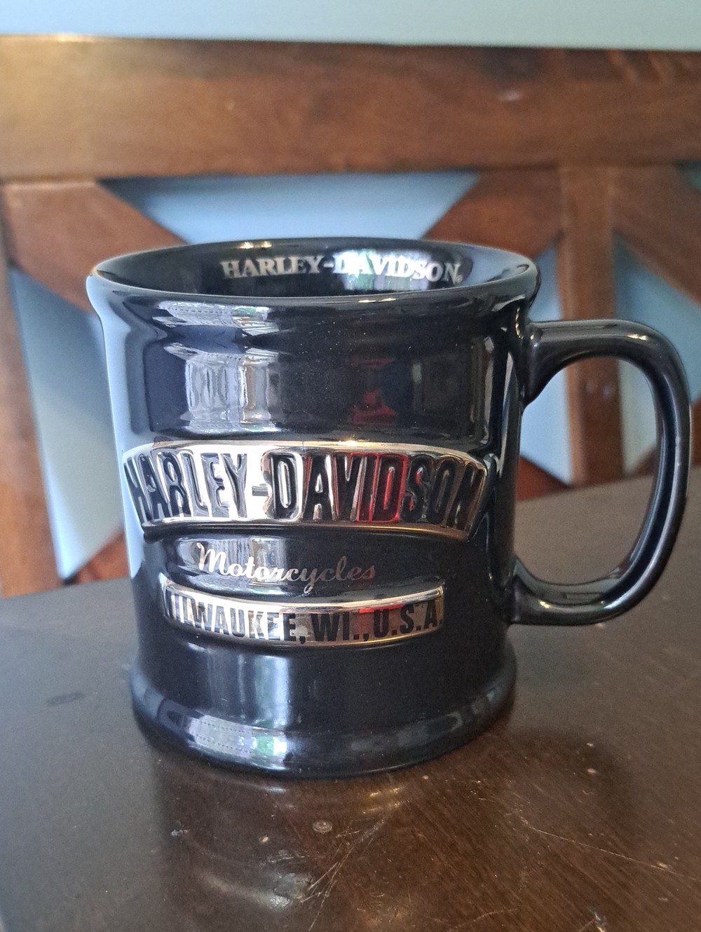 Harley-Davidson Black Gloss Ceramic Motorcycle Logo Mug